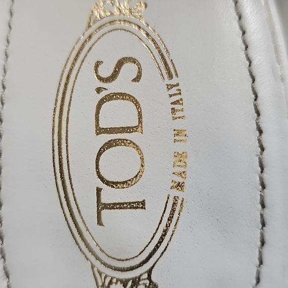 Tod's White Pebble Leather Open Toe Slide Heel Mule Sandals Size 8.5 - Picture 2 of 10